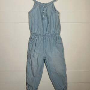 Carter’s Baby Girls’ Light Blue Chambray Sleeveless Jumpsuit Size 18M
